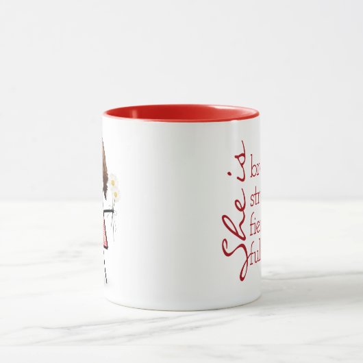 スティック女の子とデイジーと感動的引用文 マグカップ (中央)