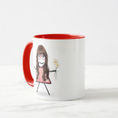 スティック女の子とデイジーと感動的引用文 マグカップ (正面左)