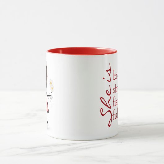 スティック女の子とデイジーと感動的引用文 マグカップ (中央)