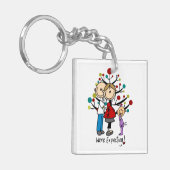 スティック数字の期待の両親の女の子 キーホルダー (正面左)