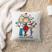 スティック数字の期待の両親の女の子 クッション (ブランケット)