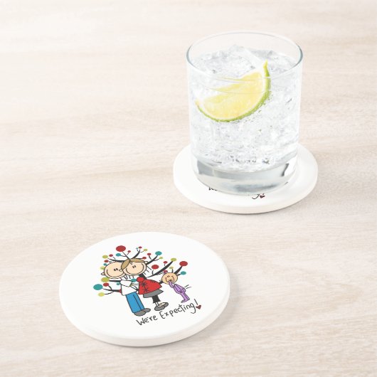 スティック数字の期待の両親の女の子 コースター (側面)