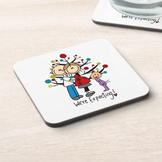 スティック数字の期待の両親の女の子 コースター (左側)