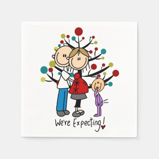 スティック数字の期待の両親の女の子 スタンダードカクテルナプキン (正面)