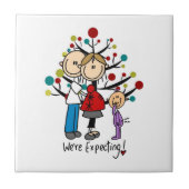 スティック数字の期待の両親の女の子 タイル (正面)