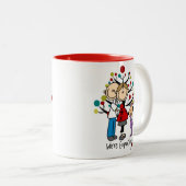 スティック数字の期待の両親の女の子 ツートーンマグカップ (正面右)