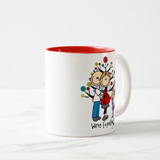 スティック数字の期待の両親の女の子 ツートーンマグカップ (正面右)
