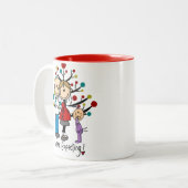 スティック数字の期待の両親の女の子 ツートーンマグカップ (正面左)