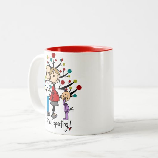 スティック数字の期待の両親の女の子 ツートーンマグカップ (正面左)