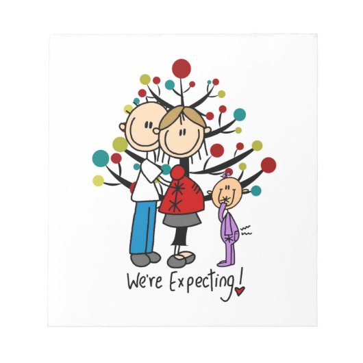 スティック数字の期待の両親の女の子 ノートパッド (正面)