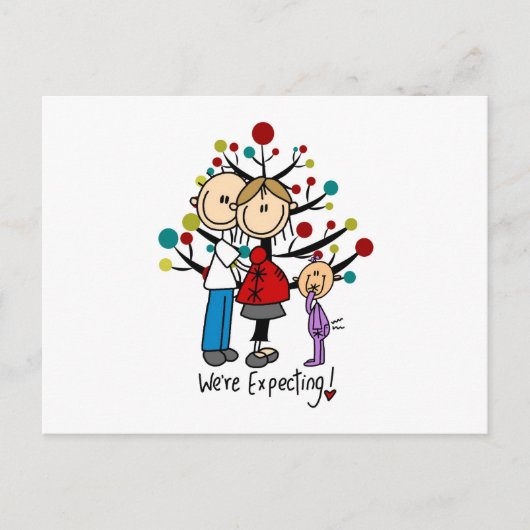 スティック数字の期待の両親の女の子 ポストカード (正面)
