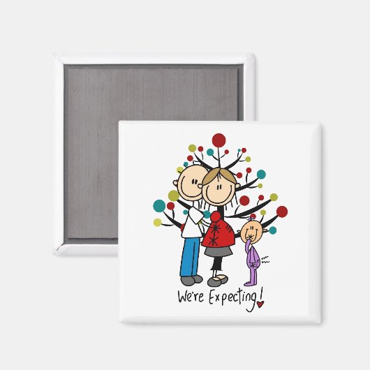 スティック数字の期待の両親の女の子 マグネット (正面/裏面)