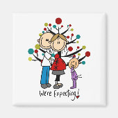 スティック数字の期待の両親の女の子 マグネット (正面)