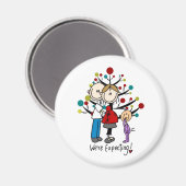 スティック数字の期待の両親の女の子 マグネット (正面/裏面)