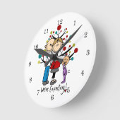 スティック数字の期待の両親の女の子 ラウンド壁時計 (傾斜)