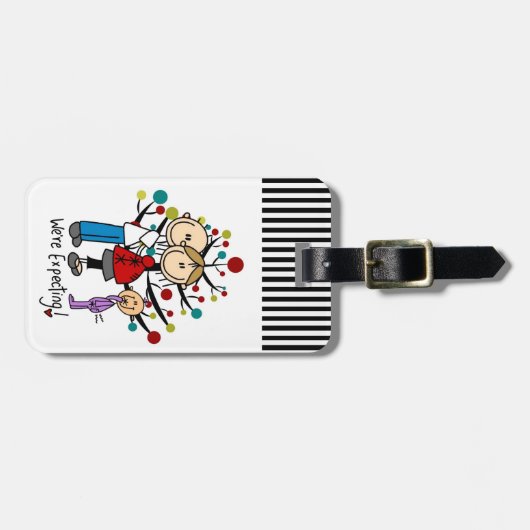 スティック数字の期待の両親の女の子 ラゲッジタグ (正面横)