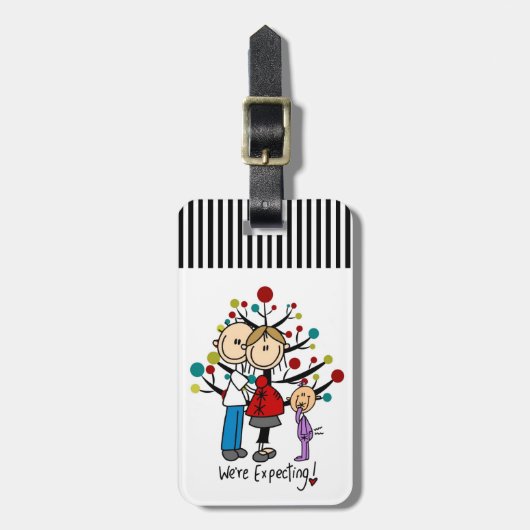 スティック数字の期待の両親の女の子 ラゲッジタグ (正面縦)