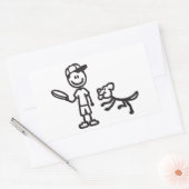 スティック男と犬遊のフリスビー 長方形シール (封筒)