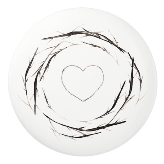 スティック素朴トウィグスブランチリースカントリーシック セラミックノブ (正面)