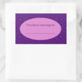 スティック蔵書票：紫と青の染み 長方形シール (バッグ)