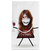 スティック誕生日ガールとワイングラス小抱き枕 スモールペーパーバッグ (正面)