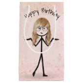 スティック誕生日ガールと髪 スモールペーパーバッグ (正面)