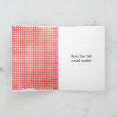 スティック誕生日ギンガムガールと赤いバルーン カード (内部)