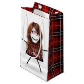 スティック誕生日女の子と格子柄のドレス スモールペーパーバッグ (正面アングル)