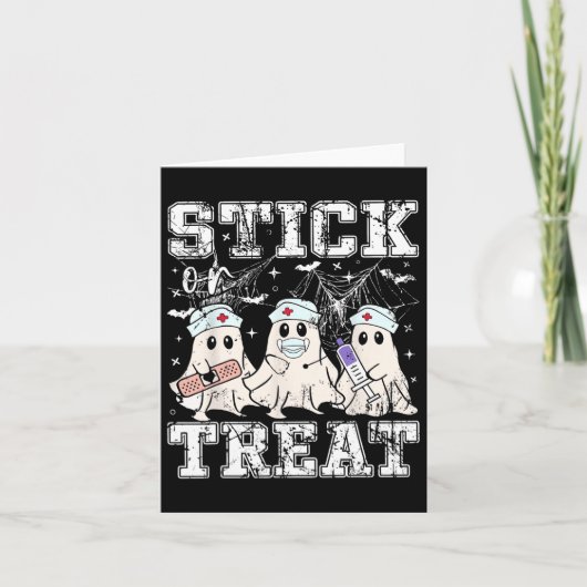 スティック オア トリート ゴースト 採血技術者 看護師 ハロウィン カード (正面)