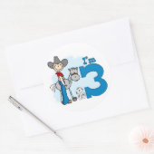 スティック・カウボーイ3歳の誕生日 ラウンドシール (封筒)