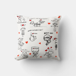 スティック・フィギュア・アート母の日 クッション