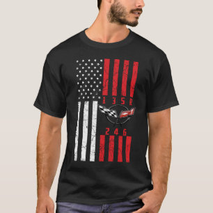 スティックShiftアメリカ国旗のシボレーのコルベット6 Gea Tシャツ