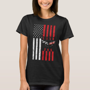 スティックShiftアメリカ国旗のシボレーのコルベット6 Gea Tシャツ