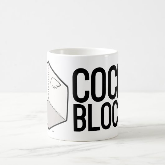 スティッチマインドの強力なコックブロックホワイトマグ コーヒーマグカップ (中央)