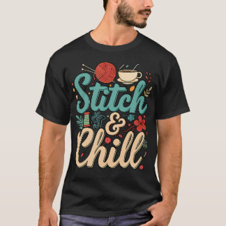 スティッチ リラックス 編み物 裁縫 手芸 コーヒー L Tシャツ