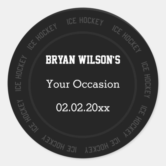スティッパーソナライズされたカーアイスホッケーテーマ ラウンドシール (正面)