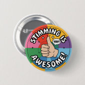 スティム素晴らしは自閉症を認識する 缶バッジ (正面&裏面)