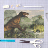 スティラコサウルスに対して戦うティラノサウルス・レックスのレックス 薄葉紙 (クラフト)