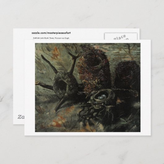 スティルライフと鳥の巣ヴァンゴッホファインアート ポストカード (正面/裏面)