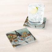 スティルライフりんごバスケットセザンヌ絵画ズ・アート ガラスコースター (アングル)