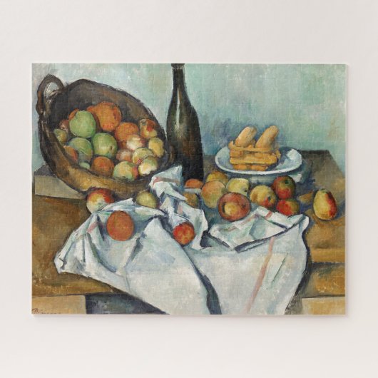 スティルライフりんごバスケットセザンヌ絵画ズ・アート ジグソーパズル (横)