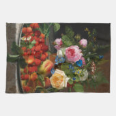 スティルライフバラとイチゴby Otto Ottesen キッチンタオル (横)