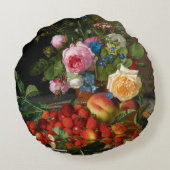 スティルライフバラとイチゴby Otto Ottesen ラウンドクッション (裏面)