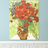 スティルライフレッドポピーとデイジー1890 キャンバスプリント (インサイチュ (ウッドフロア))