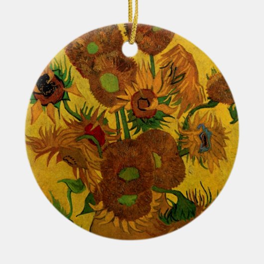 スティルライフ花瓶w 15 Sunflowers Vincent vanゴッホ セラミックオーナメント (正面)