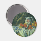 スティルライフ、カーテン&ピッチャーbyポール・セザンヌ マグネット (正面/裏面)