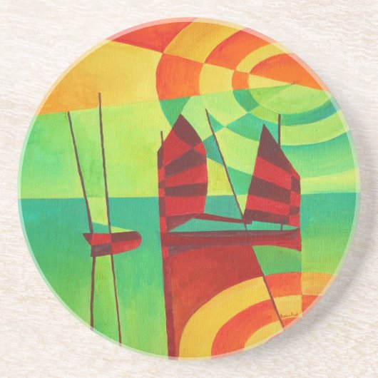 スティル中国のウォーターのジャンクスCubismアート コースター (正面)