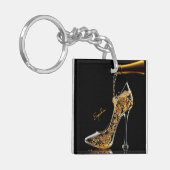スティレットきらめくとワインハイヒール キーホルダー (正面左)