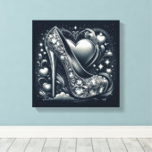 スティレットハイヒールとハートとダイヤモンド キャンバスプリント (インサイチュ (ウッドフロア))