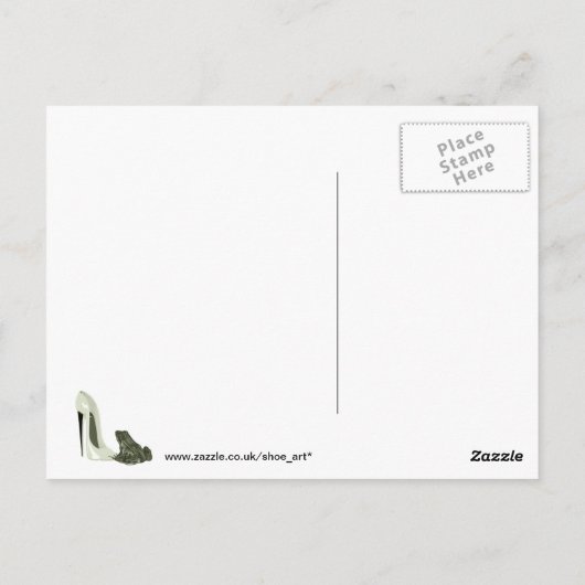 スティレット靴とカエルのアートギフト ポストカード (裏面)